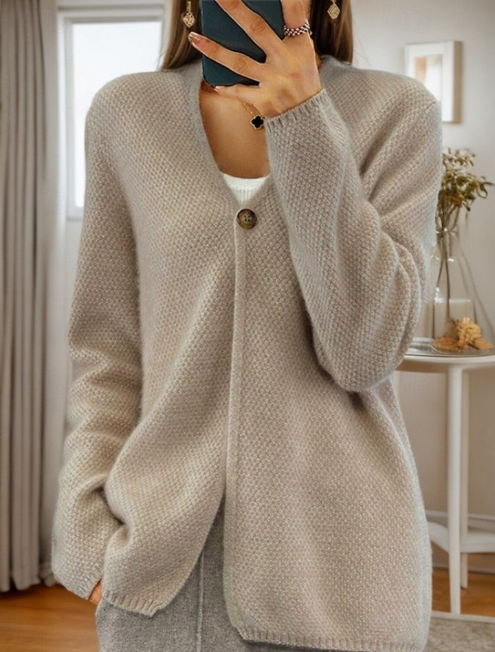 Damen nan strukturierter Strickcardigan mit V-Ausschnitt und verdeckter Knopfleiste Drune