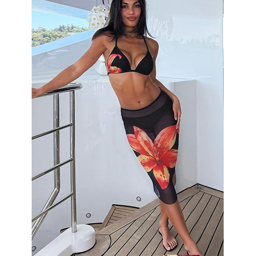 Damen Bikini-Set mit floralem Rock Drune