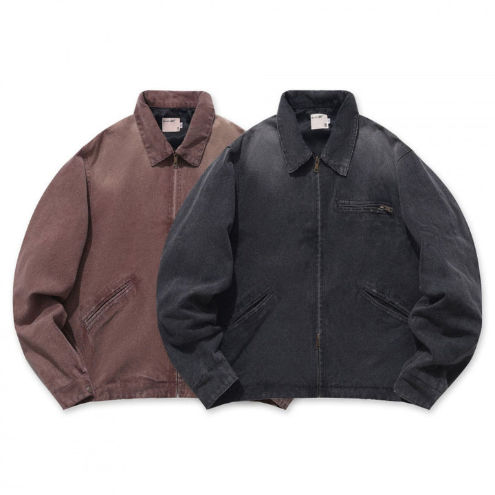 Herren Lockere Workerjacke aus weichem Canvas mit Reißverschluss Drune