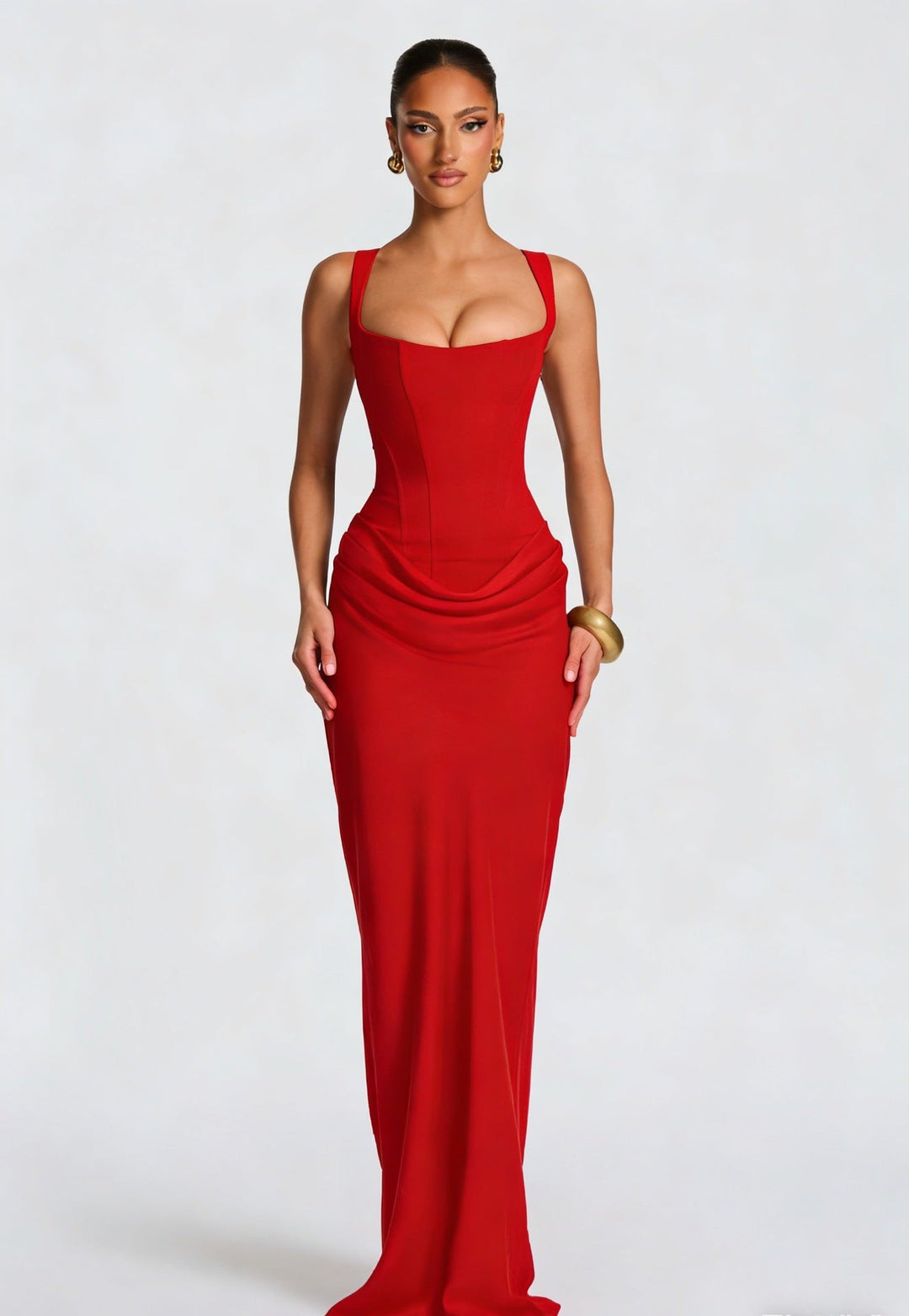 Damen elegantes Abendkleid mit raffinierten Drappierungen Drune