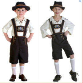 Herren nan traditionelles Kindertrachten-Set mit Kniebundhose, dekorativen Hosenträgern und Filzhut Drune