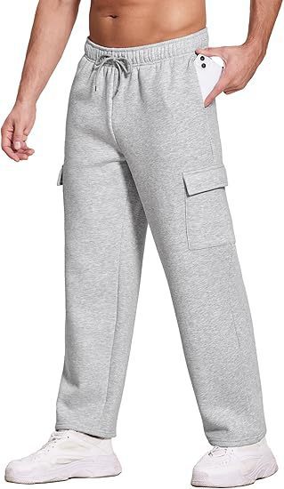 Herren nan komfortable Cargo-Loungehose mit elastischem Bund, Kordelzug, geradem Bein und aufgesetzten Klappentaschen Drune