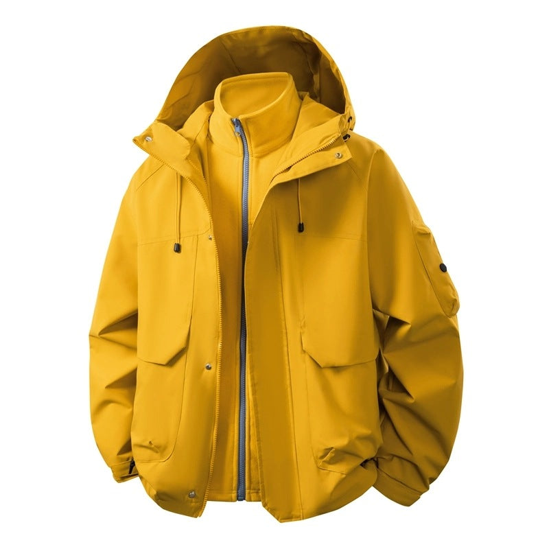 Herren Wasserabweisende Doppeljacke mit abnehmbarer Fleece‑Innenjacke und Kapuze Drune