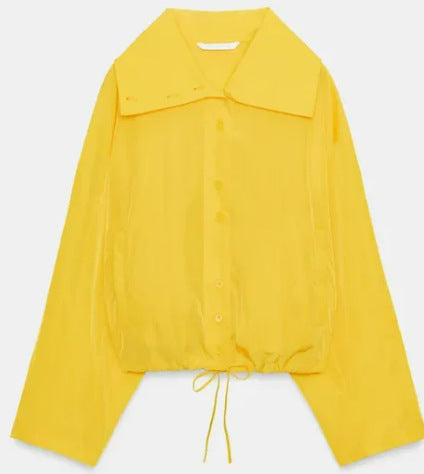 Damen Leichte Oversize‑Utilityjacke mit Tunnelzug‑Taillierung, Stehkragen und Ballonärmeln Drune