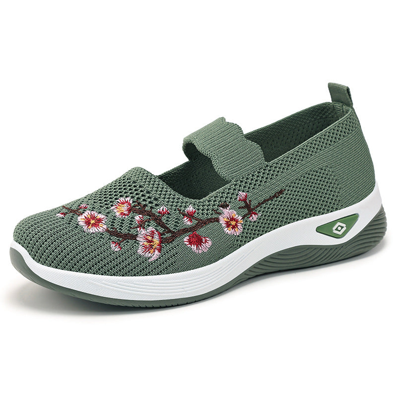 Damen Sportliche Slip-On Sneakers mit floralem Stickdesign Drune