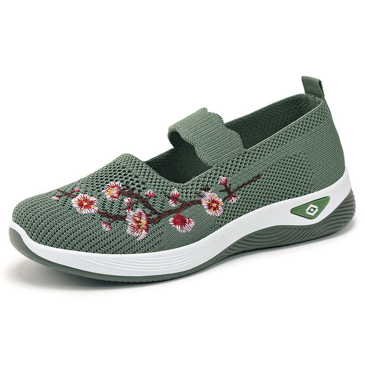 Damen Sportliche Slip-On Sneakers mit floralem Stickdesign Drune