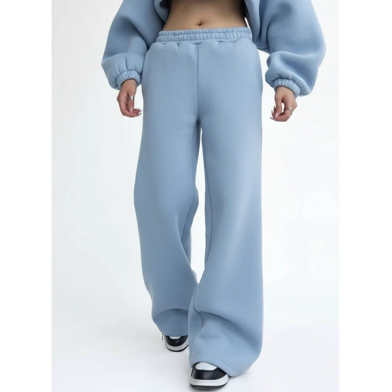 Damen nan fließende Palazzo-Loungehose mit extra weitem Bein elastischem Komfortbund und dezenten Eingrifftaschen Drune