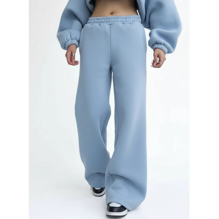 Damen nan fließende Palazzo-Loungehose mit extra weitem Bein elastischem Komfortbund und dezenten Eingrifftaschen Drune