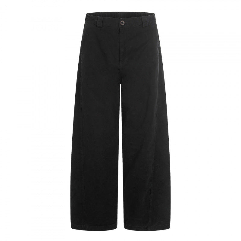 Damen Weite Cropped-Hose mit hoher Taille und geradem Bein Drune