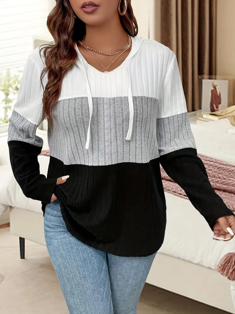 Damen Kapuzenpullover mit strukturiertem Farbschema und lässiger Passform Drune