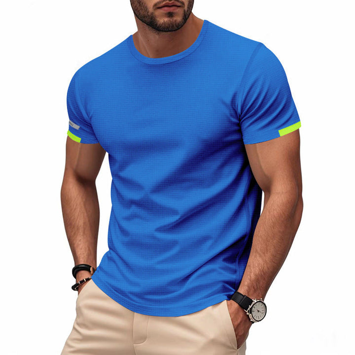 Herren nan athletisches Kurzarm Baumwolljersey T-Shirt mit Rundhalsausschnitt und reflektierenden Ärmeldetails Drune