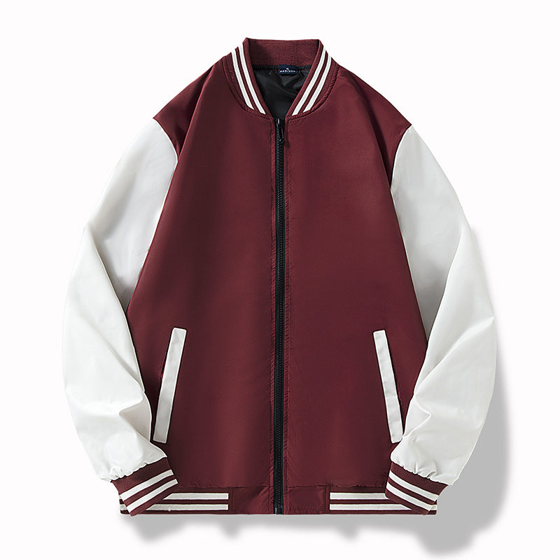 Herren College-Bomberjacke im Varsity-Stil mit kontrastierenden Ärmeln und gerippten Saumbündchen Drune