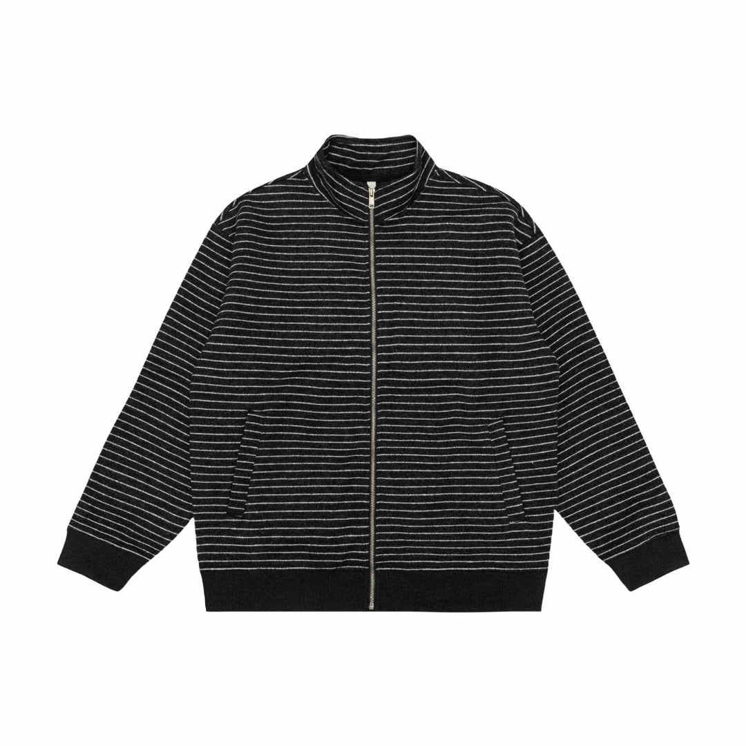 Damen Gestreifte Zipjacke mit Stehkragen und Eingrifftaschen Drune