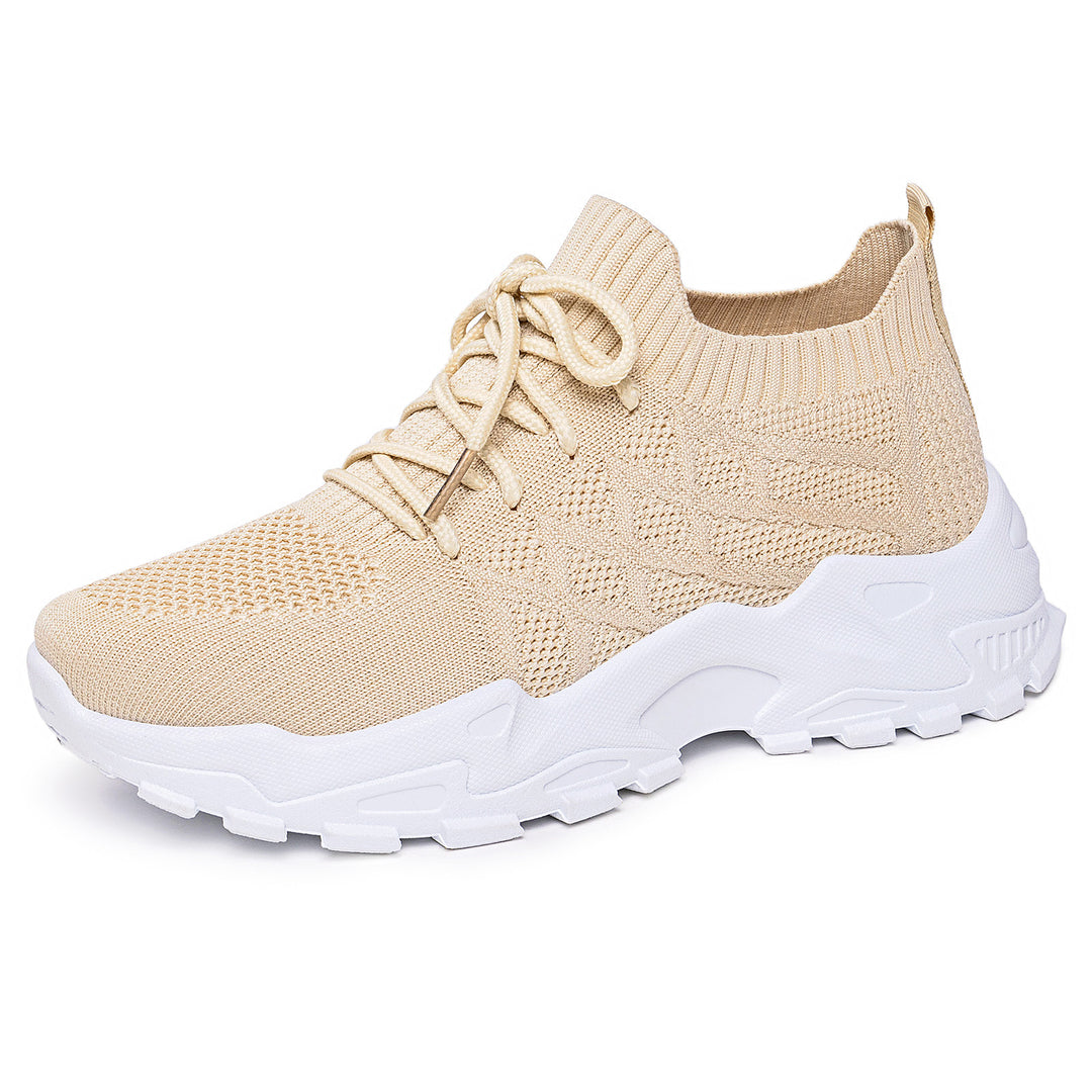 Damen nan gestrickter Plateau-Comfort-Sneaker mit sockenähnlichem Schaft, elastischer Schnürung und geformter Leichtprofilsohle Drune