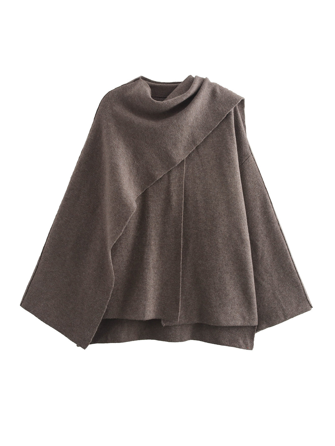 Damen Cape mit asymmetrischem Fall, Stehkragen und Wollmix Drune