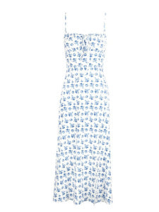 Damen Maxikleid mit zarten Blumenmustern und Spaghettiträgern Drune