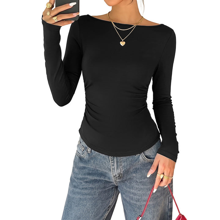 Damen Basic Langarmshirt mit Rundhalsausschnitt Drune