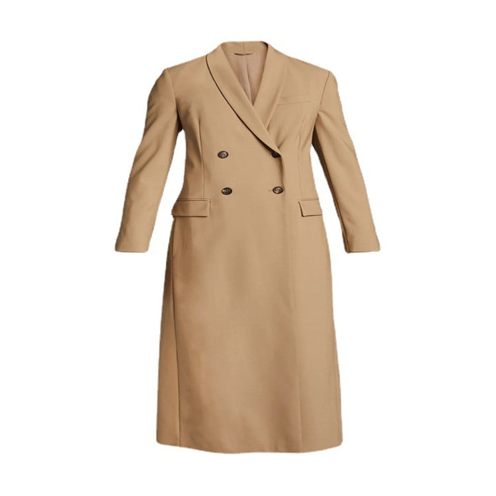 Damen Maxilanger Einreihiger Longcoat im minimalistischen Trenchstil mit weichem Fall Drune