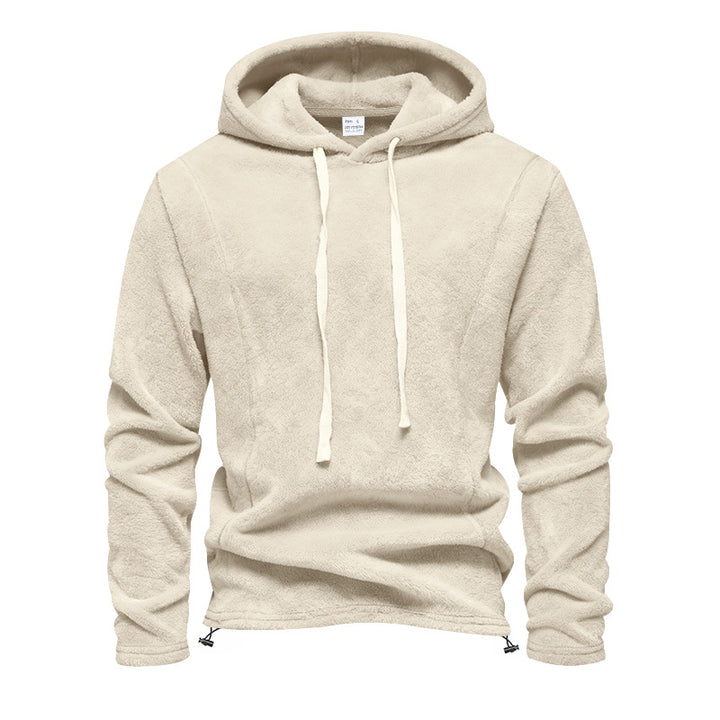 Herren Flauschiger Kapuzenpullover aus Teddy‑Fleece mit Tunnelzugsaum Drune