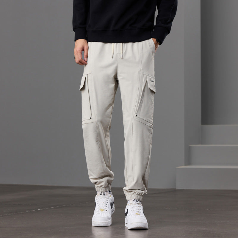 Herren Tapered Cargo-Joggerhose mit Knieeinsatz, Tunnelzugbund und Klappentaschen Drune