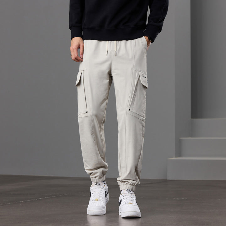 Herren Tapered Cargo-Joggerhose mit Knieeinsatz, Tunnelzugbund und Klappentaschen Drune