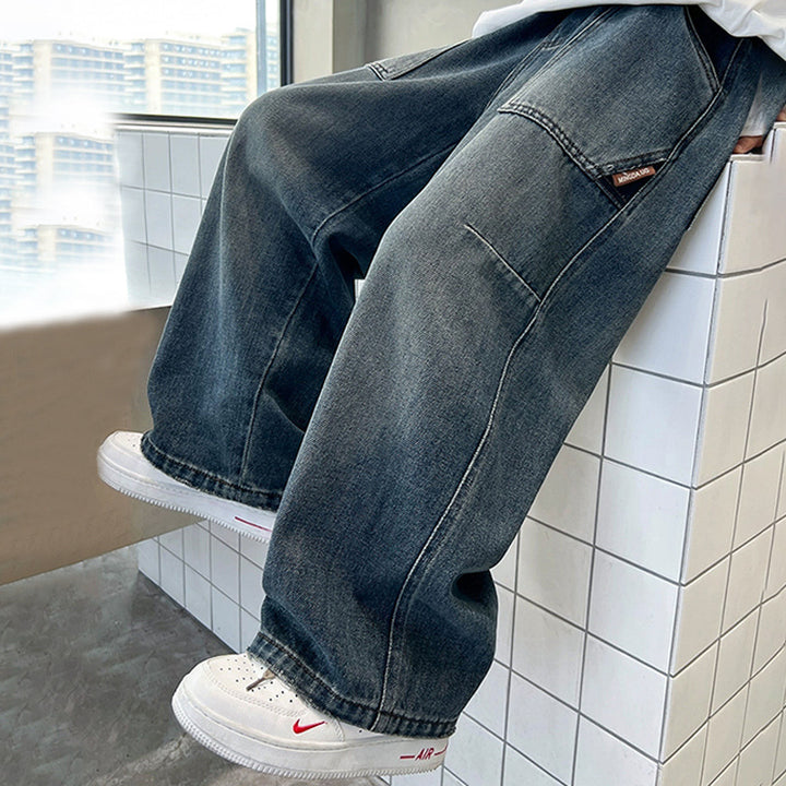 Unisex lockere Utility-Jeans mit tiefen Taschen Drune