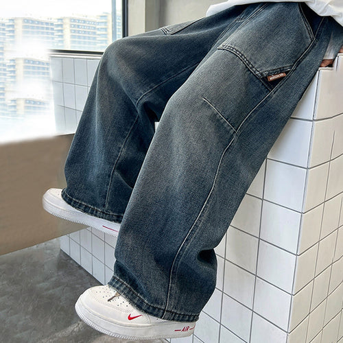 Unisex lockere Utility-Jeans mit tiefen Taschen Drune