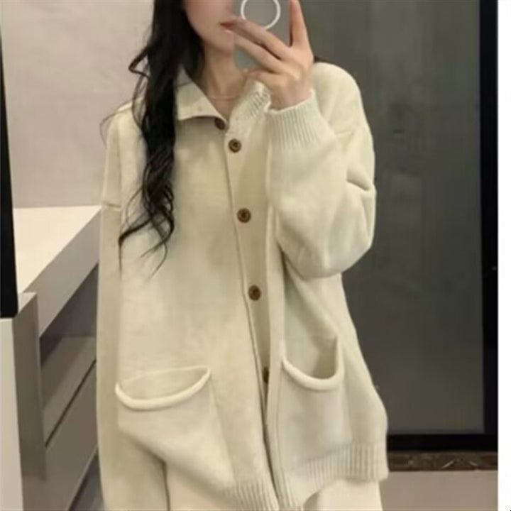 Damen kuschelige Strickjacke mit modernen Taschen Drune