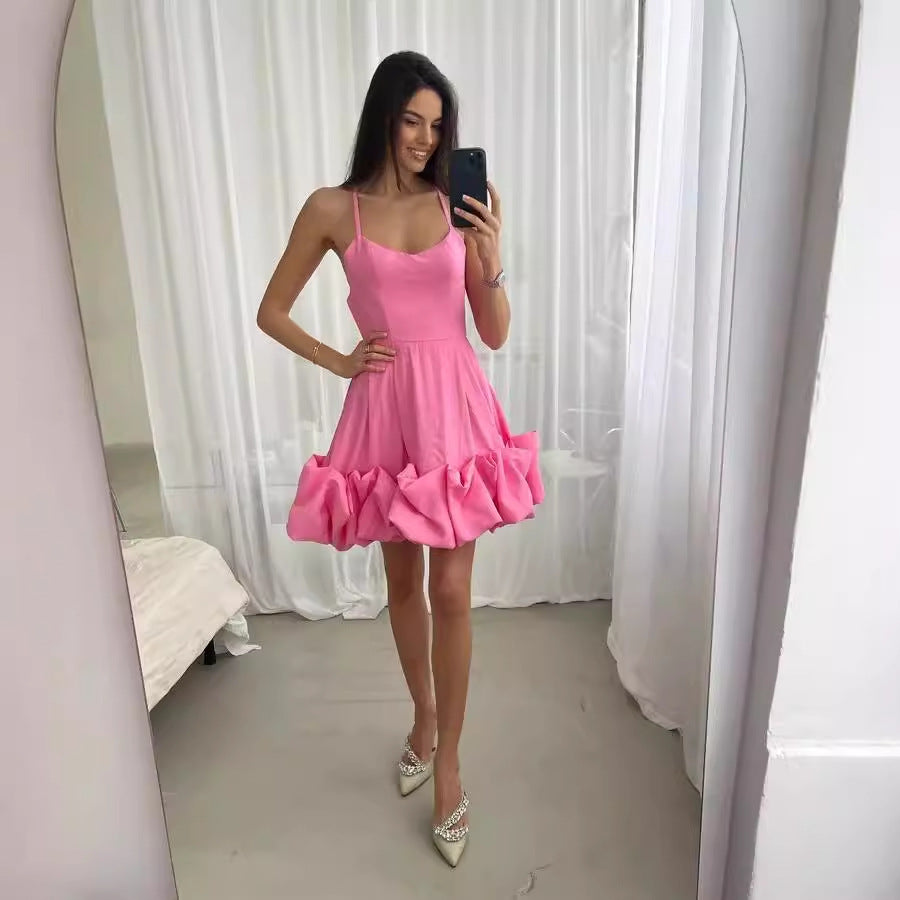 Damen A-Linien Kleid mit voluminösem Rüschensaum Drune