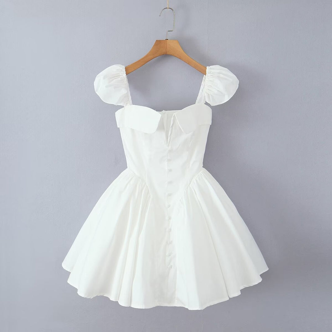 Damen verspielt geschnittenes Cortikleid mit voluminösen Puffärmeln Drune