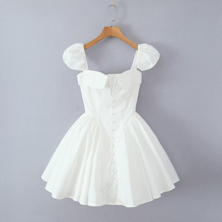 Damen verspielt geschnittenes Cortikleid mit voluminösen Puffärmeln Drune