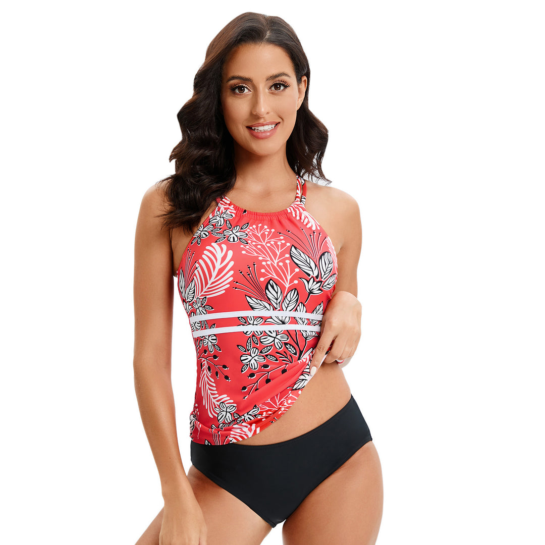 Damen Sport-Badeoberteil mit stylischem Racerback und kontrastreichem Streifen-Design Drune