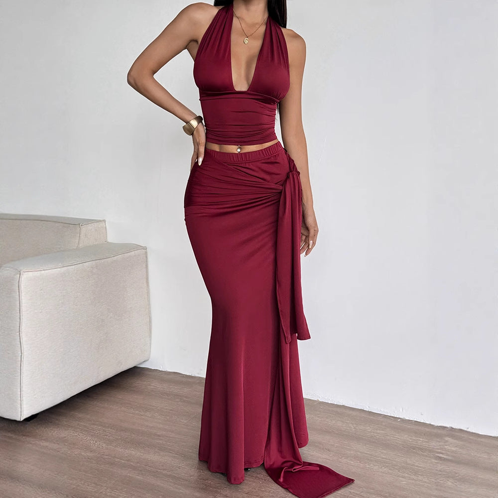 Damen Maxi-Kleid im eleganten Wickelstil Drune