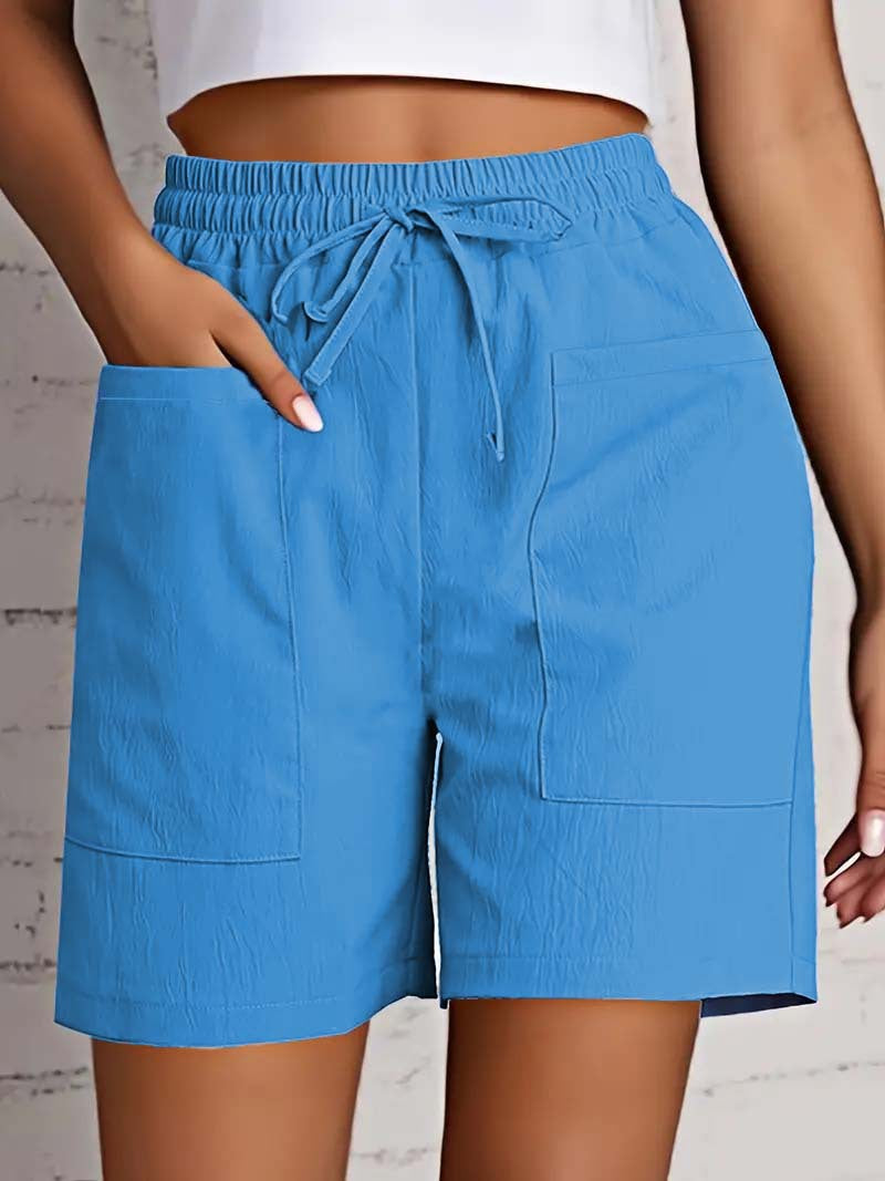 Damen entspannte Shorts mit breitem Gummibund und praktischen Taschen Drune