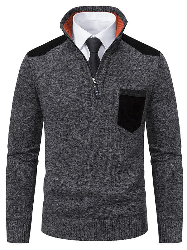 Herren modischer Pullover mit Stehkragen und praktischem Reißverschluss Drune