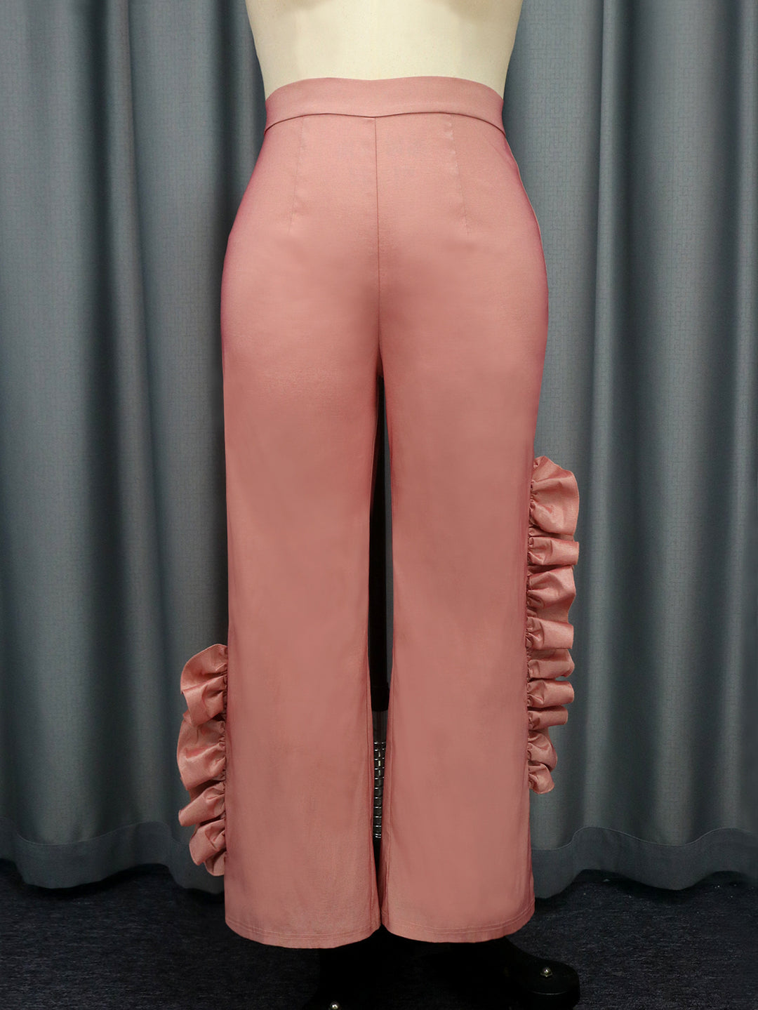 Damen elegante Palazzo-Hose mit voluminösen Rüschendetails Drune
