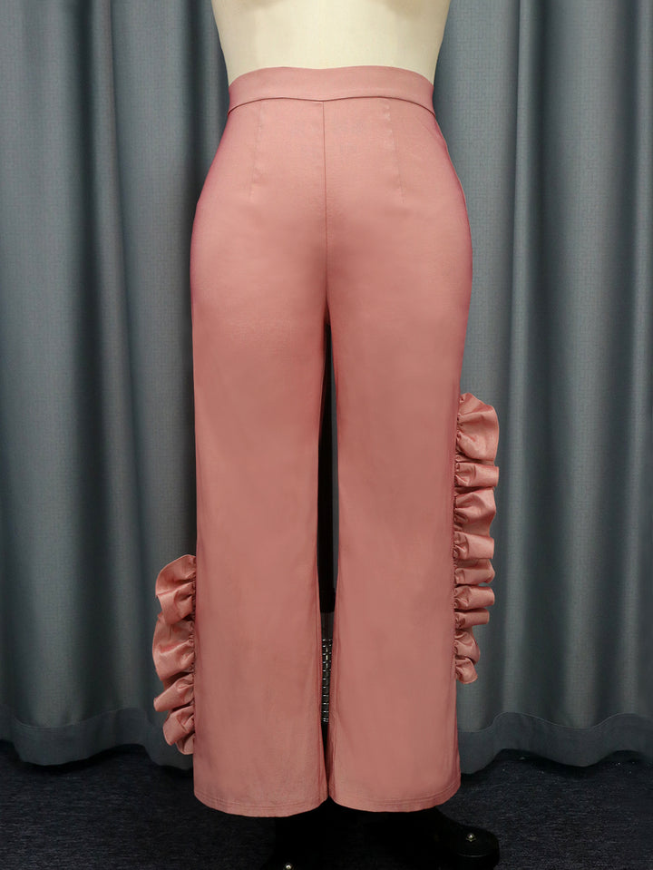 Damen elegante Schnitt Hose mit Rüschendetails Drune