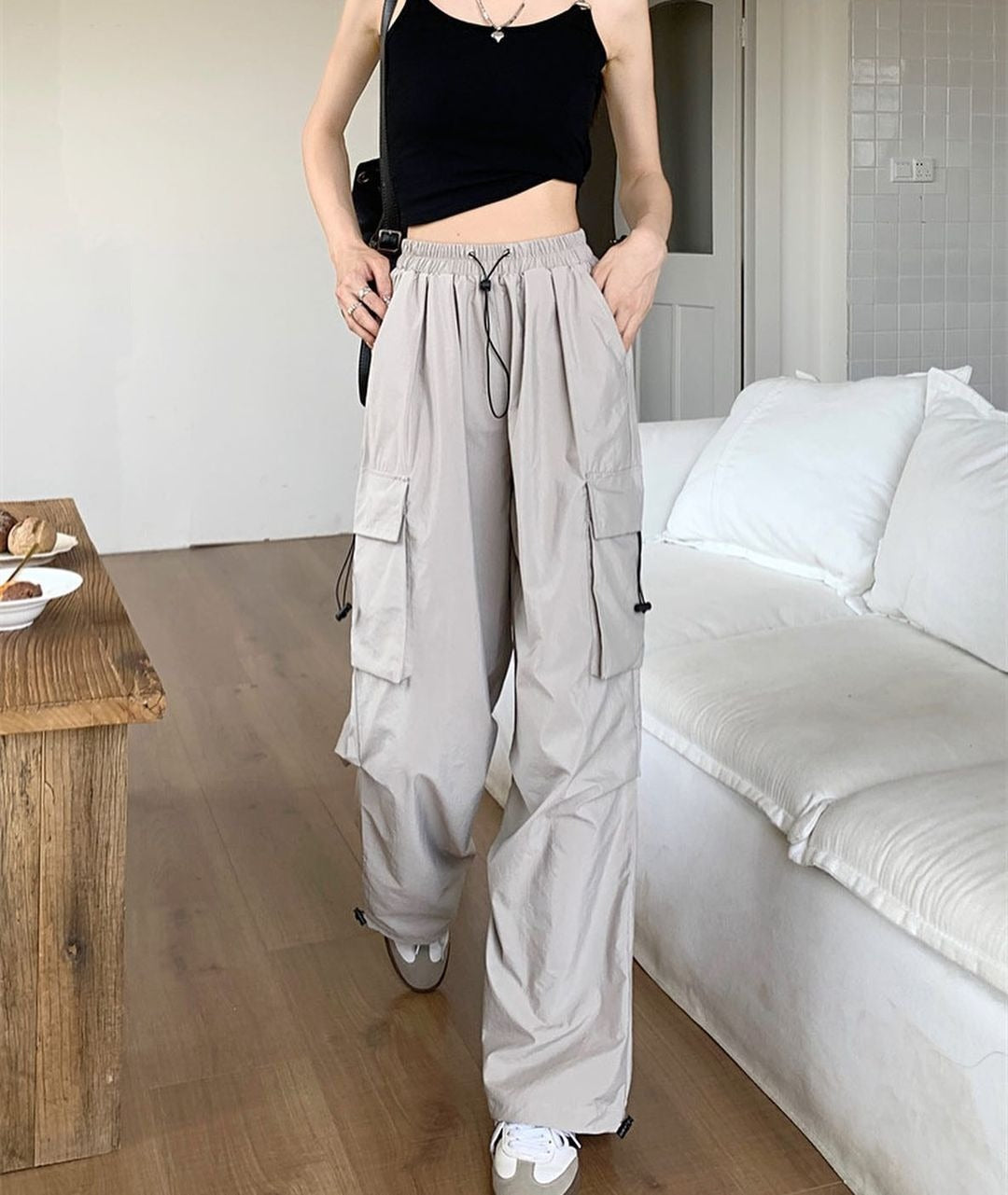 Herren Cargo Hose Weit Tunnelzug