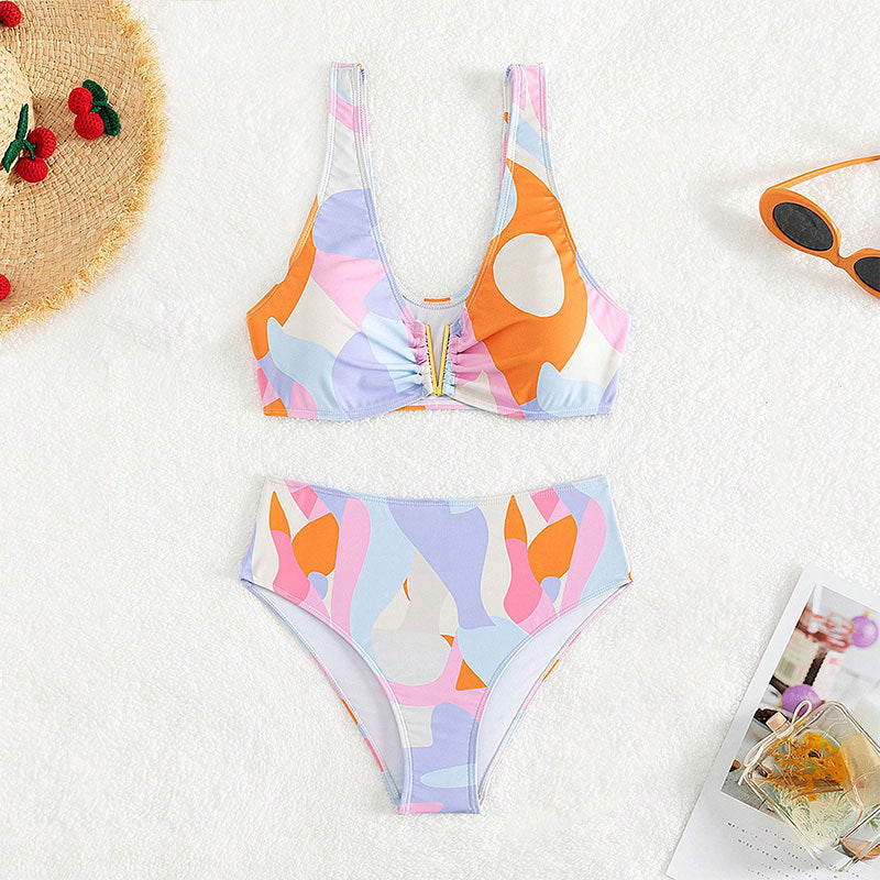 Damen Hochgeschnittener Bikini mit raffiniertem Design Drune