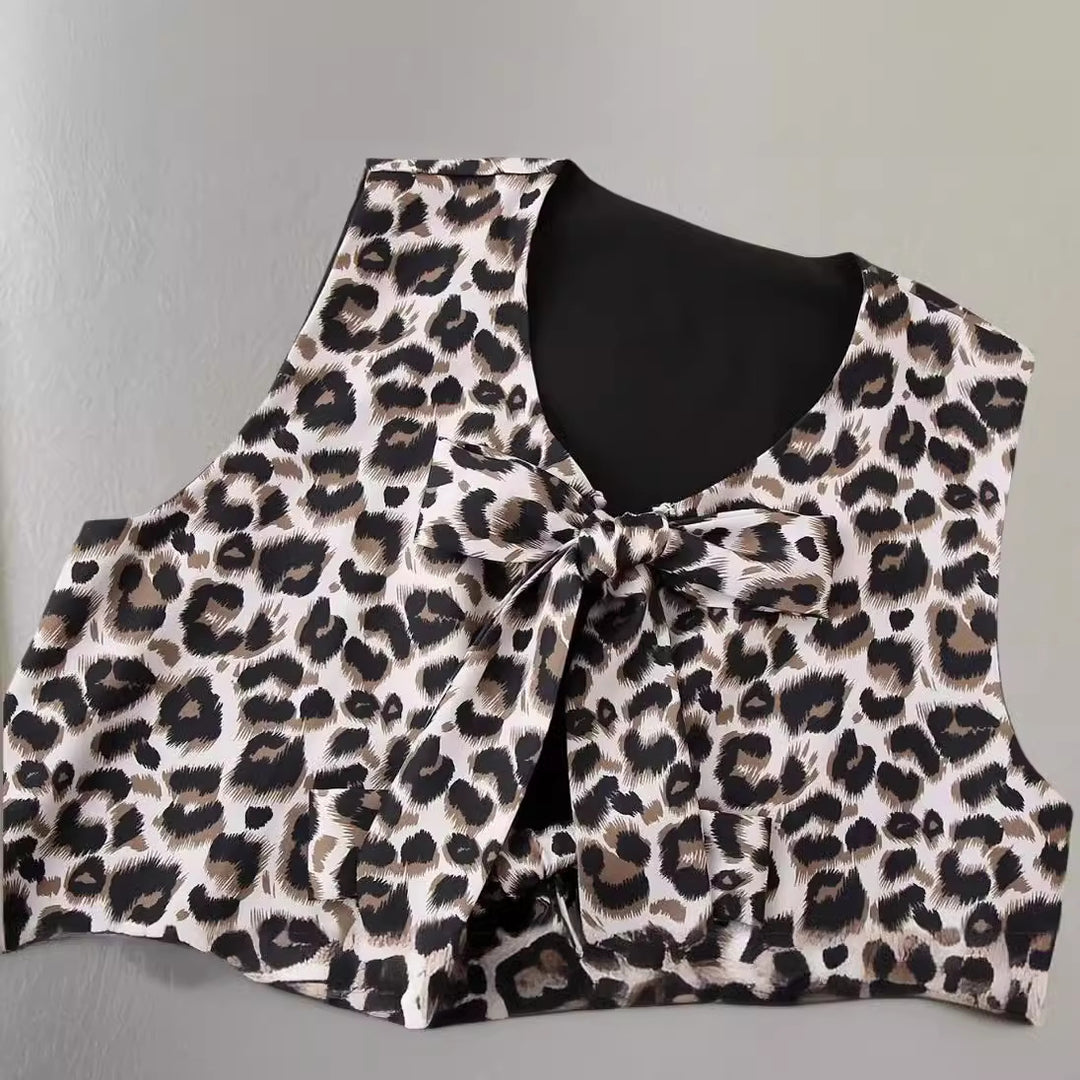 Damen Weite Leoprint-Hosen Drune
