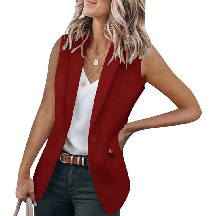 Damen Ärmelloser Blazer im modernen Schnitt mit tiefen Taschen Drune