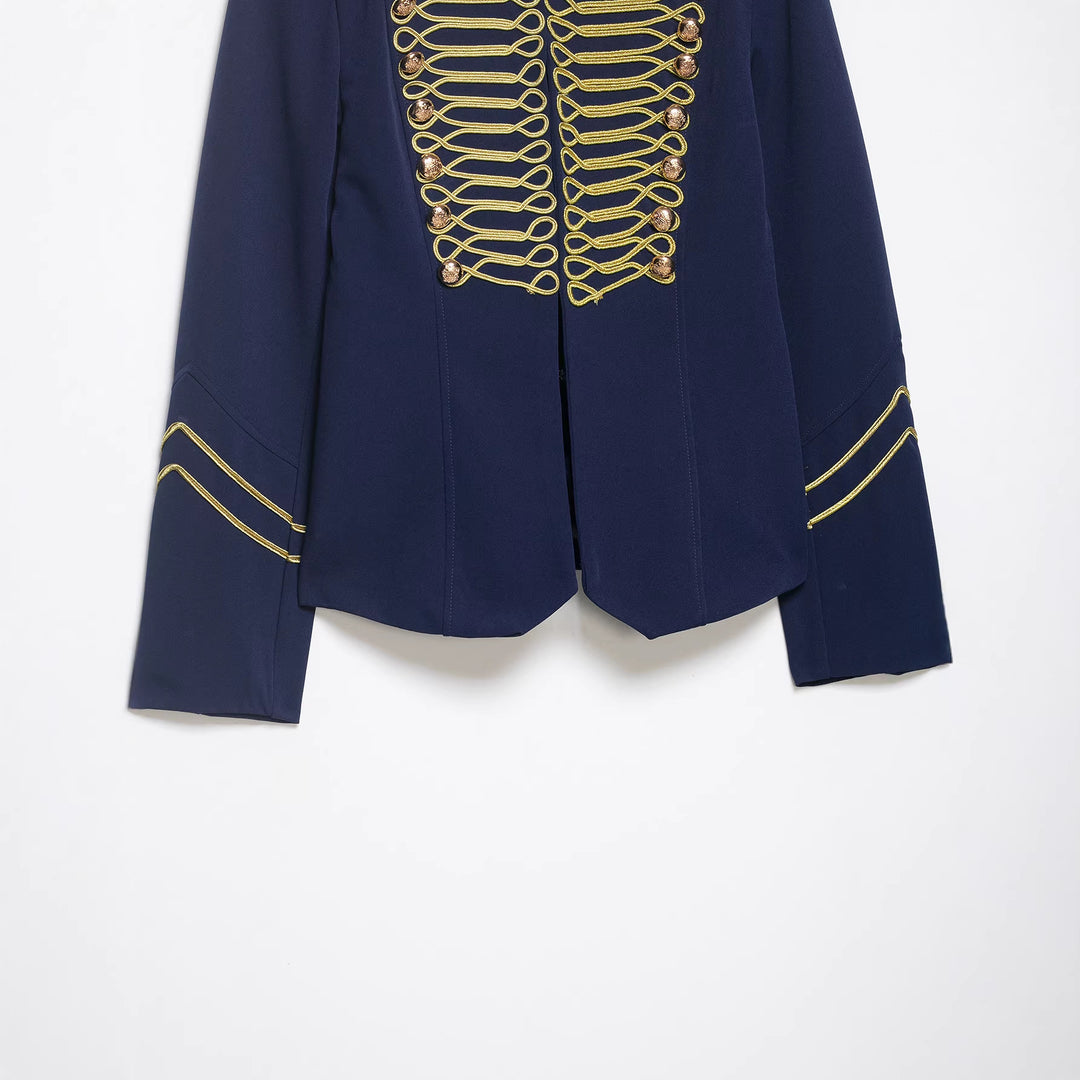 Damen Gala-Militärblazer im Parade‑Stil mit Kordelbesatz und Stehkragen Drune