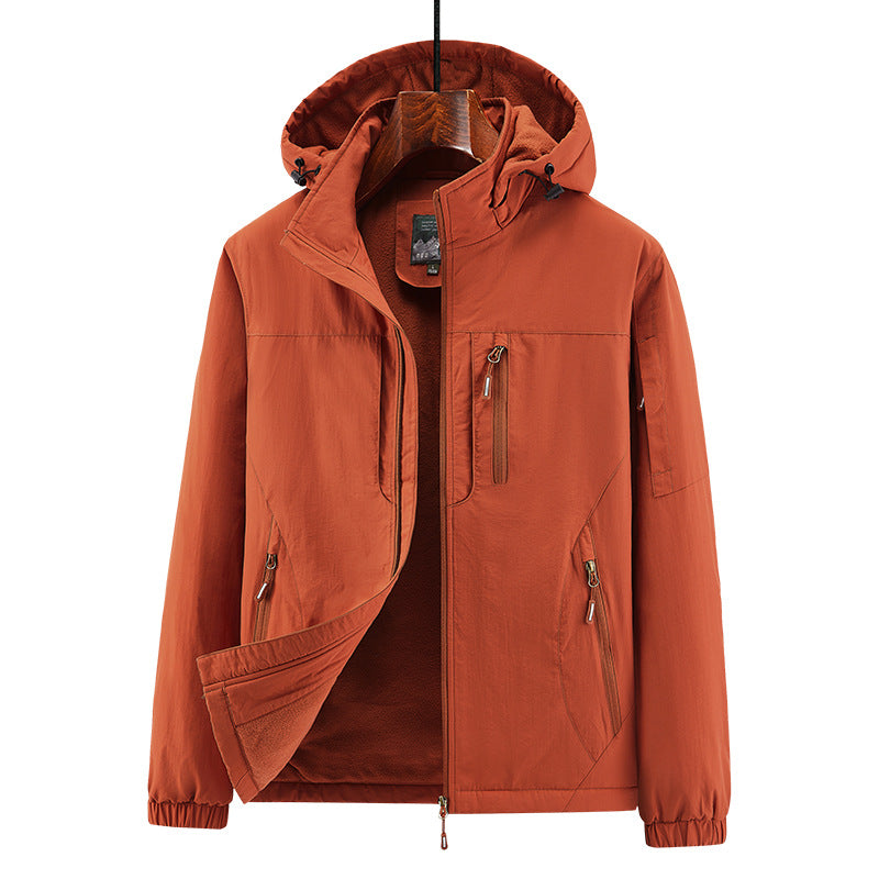 Herren Leichte Wind- und Thermo-Softshelljacke mit Kapuze, fleecegefüttert & Multifunktionstaschen Drune