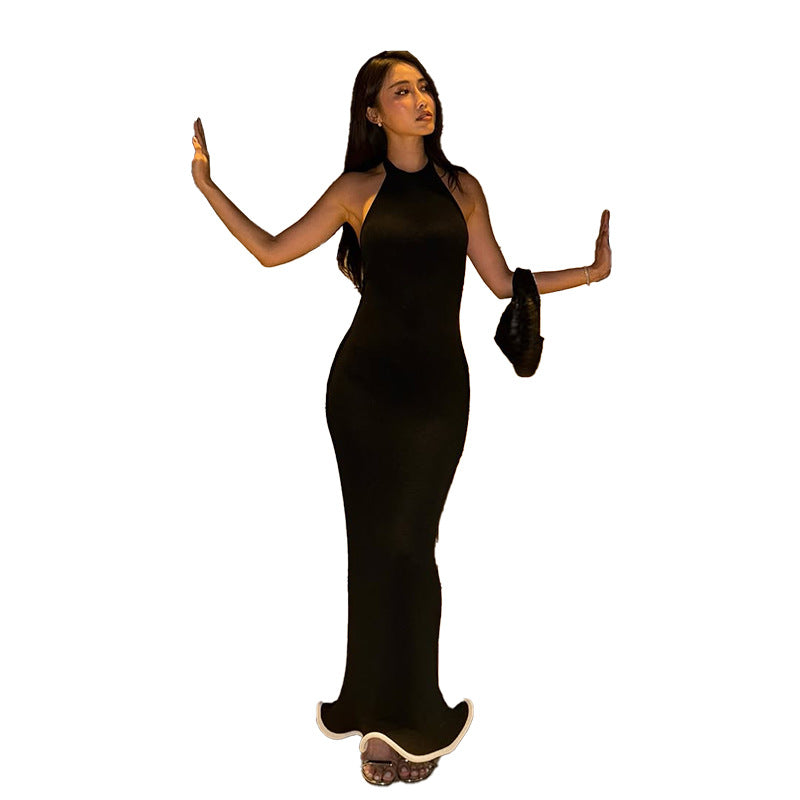 Damen figurbetontes Maxikleid mit asymmetrischem Ausschnitt und elegantem Schlitz Drune
