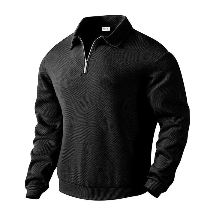Herren Feinstruktur-Halbzip-Pullover im Poloshirt-Stil Drune