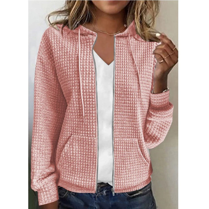 Damen Kapuzenjacke mit Waffelstruktur, Reißverschluss und Eingrifftaschen Drune