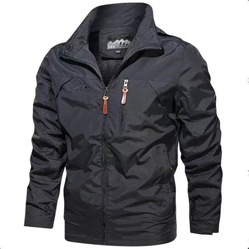 Herren Leichte wasserdichte Kapuzen-Outdoorjacke mit Brusttasche und verstellbaren Bündchen Drune