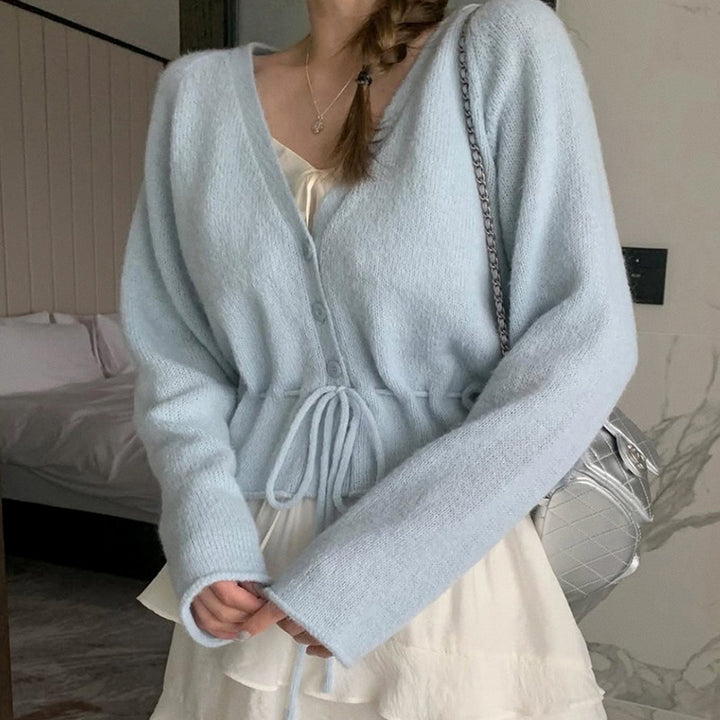 Damen Strickjacke mit tailliertem Design und bindbarem Gürtel Drune