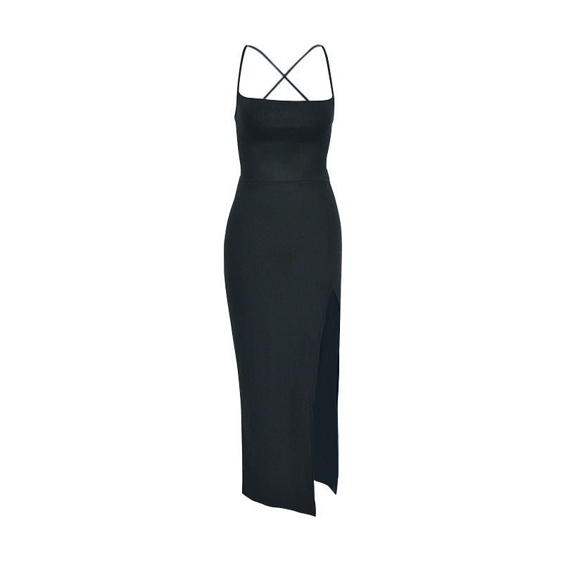 Damen Maxi-Kleid mit verführerischem Schlitz und fein verstellbaren Spaghettiträgern Drune