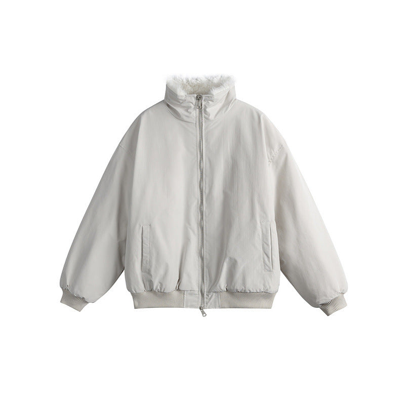 Damen Kurze Boxy-Steppjacke mit hohem Schalkragen, Teddykragen und elastischen Rippbündchen Drune
